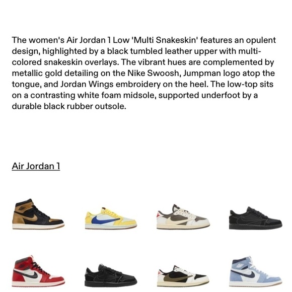 Air Jordan 1 low multi snakeskin sneaker shoes women size 7.5 - Picture 10 of 12